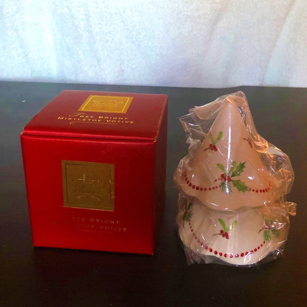 LENOX Tree Bright™ Mistletoe Votive – Porcelain - Vintage - NIB